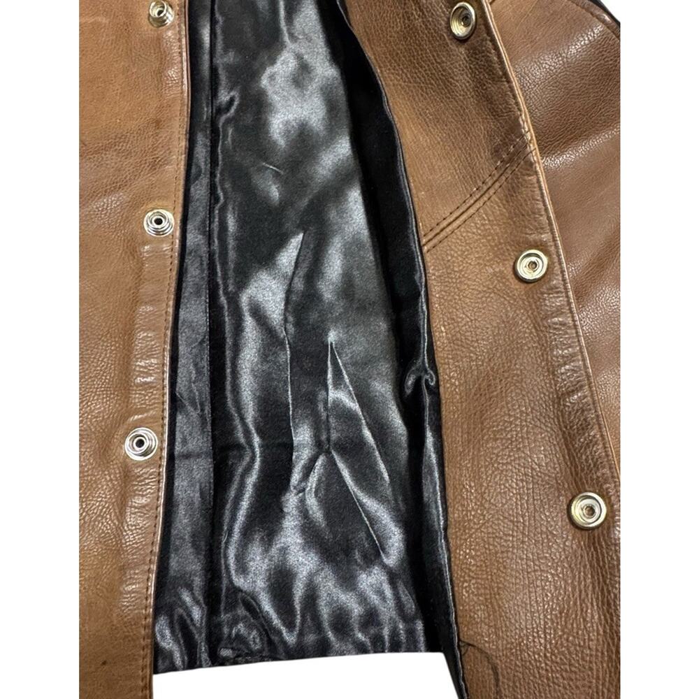 Tribe America Leather Vest Mens Size 46 Brown Buffalo Nickel Snaps Lined USA - Picture 6 of 14